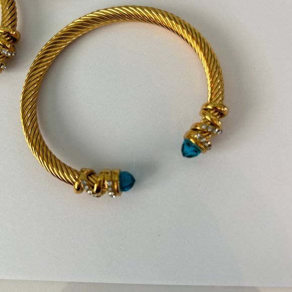 CABLE BANGLE  Stainless Steel bracelets with coloured stone and cubic zirconia - Picture 8 of 13